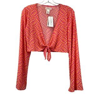 L*Space Women’s Bandera Swim Coverup Pink/Orange Geometric Large New